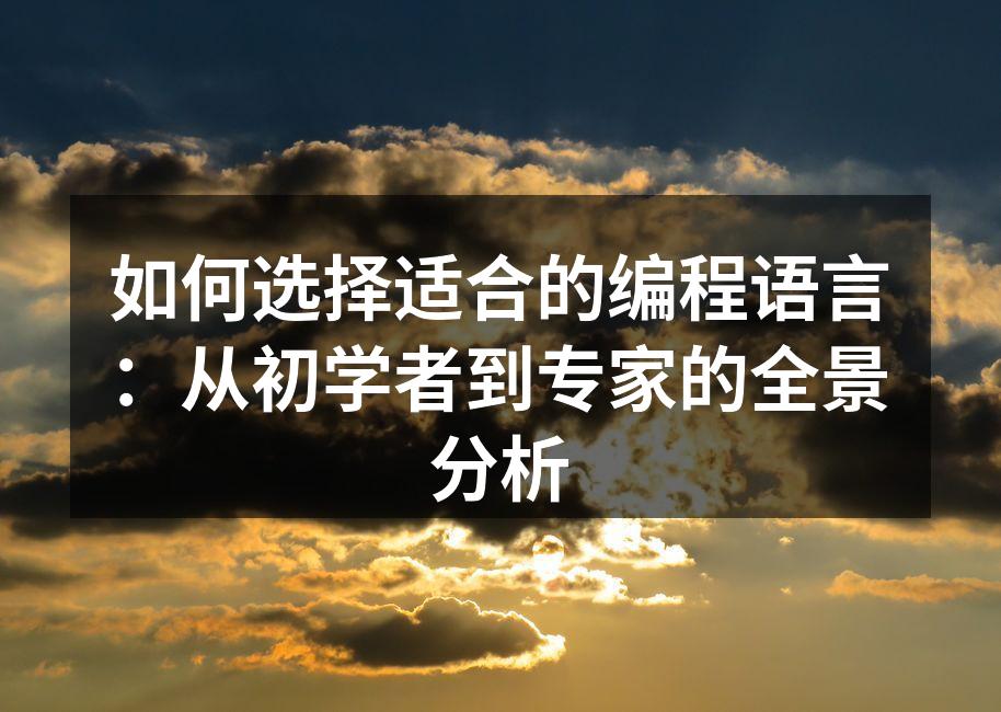 编程语言的选择对开发者至关重要